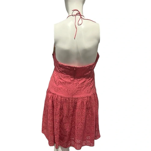 J.Crew Anguilla mini pink eylet linen blend halter dress size 18 NWT - Picture 4 of 12